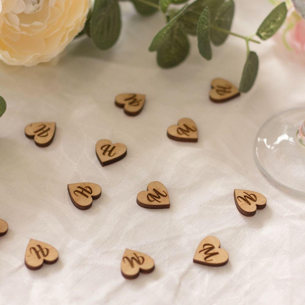 Natural and Red Wood Hearts, Wooden Heart Ornaments, Wooden Heart Shapes,  Valentine's Day Ornaments, Wedding Table Decor, Heart Table Decors 