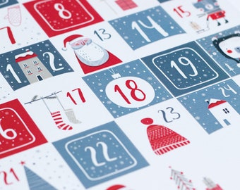 Scandi Style Advent Stickers Sheet, Red White And Grey Advent Sticker Sheet, Christmas Stickers, Festive Stickers, Advent Calender Set of 35