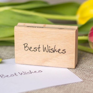"Beschrifteter ""Best Wishes"" Stempel, Grußkarten, Scrapbooking-Ideen, selbstgemachte Geschenkkarten, Bastelideen, DIY Hochzeitsgeschenke, gekritzelt."