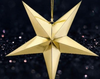 Lot De 50 étoiles En Carton Doré 28cm à Suspendre - Inscriptibles, Pour Décoration Fête, Classe, Mariage