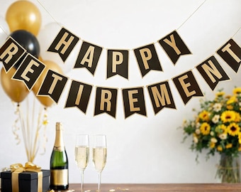 Retirement Party Banner | Happy Retirement Decorations | Personalised Retirement Banner for Office Farewell Party