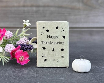 Thanksgiving Personalised Small Porcelain Matchbox Pumpkin, Happy Thanks Giving Boxed Gift, Pocket Gift, Mini Ornament, Porcelain Token Gift