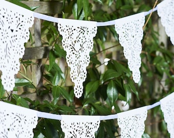 4m Botanical Wedding Lace Garland, White Paper Lace Garland, Botanical Party Decorations, Rustic Vintage Wedding Party Decor