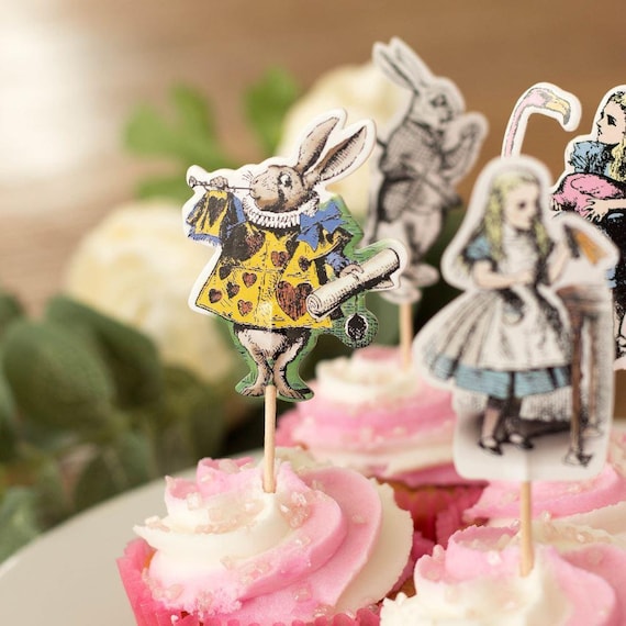Alice in Wonderland Cupcake PicksMad Hatters Tea Party Cake Decoration x 24