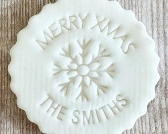 Personalised Merry Christmas Icing Fondant Embosser, Custom Cookie Icing Stamp, Festive Cake Decorating, Cupcake Decoration