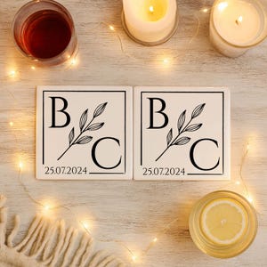 PERSONALISED Porcelain Couples Coaster Gift Set Name Date, His Hers Wedding Keepsake, Gifts For Couples, Engagement Gift, Christmas Gift