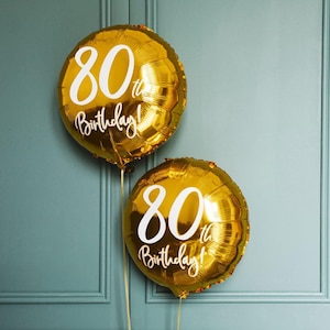 Palloncino d'oro per l'80° compleanno, Palloncini di compleanno a elio, Festa per l'80° compleanno, Decorazioni per feste in oro, Compleanno fondamentale, Sfondo fotografico