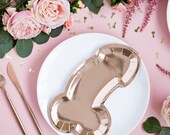 6 Rose Gold Hen Party Plates, Bridal Shower Party Paper Plates, Penis Plates, Willy Plates, Team Bride Plates, Rose Gold Bachelorette Party