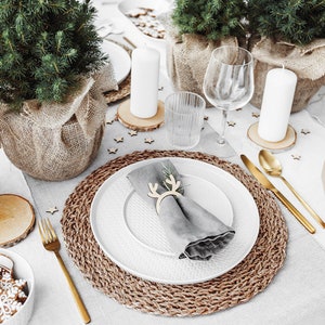 6 anelli per tovaglioli in legno a forma di renna di Natale, decorazioni per la tavola delle feste, anelli per tovaglioli, tavola di Natale, apparecchiatura per le feste