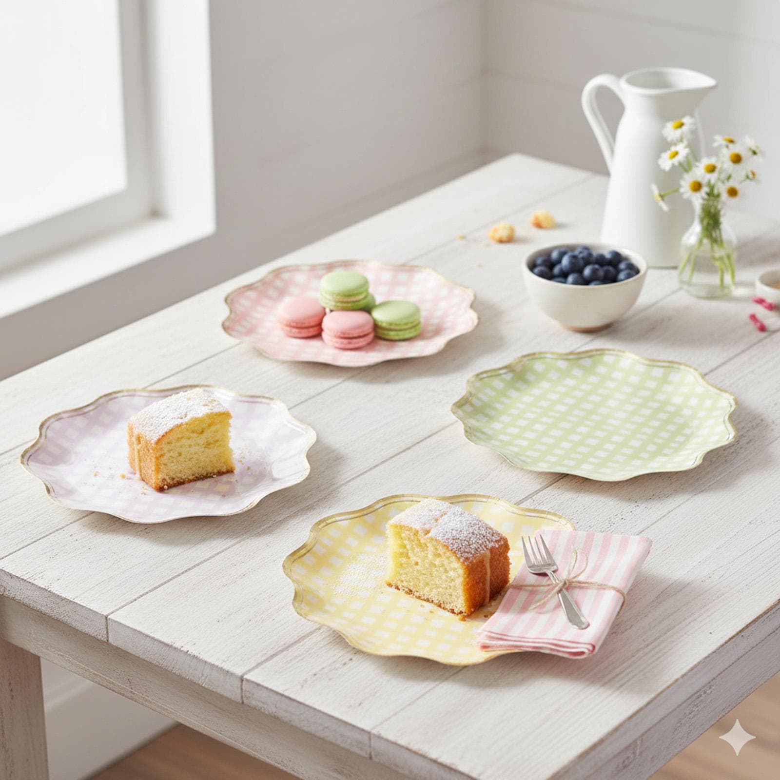 Rosa Motivteller Pappteller Rosa Gingham 1. Geburtstag – 8 Stück, 23 Cm Ø – Perfekt Für Die Kleine Feier
