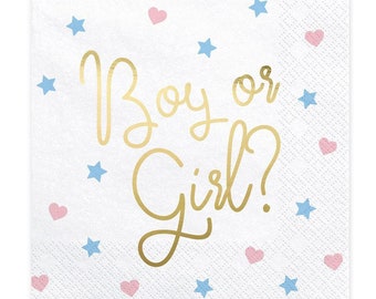 Baby Shower Boy Or Girl Napkins x 20, Gender Reveal Party, Baby Shower Napkins, Baby Party, Gender Neutral Baby Shower, Unisex Baby Shower
