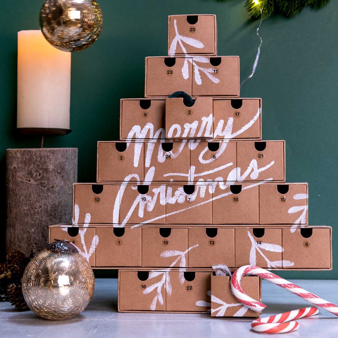 Advent Calendar Tree Craft Christmas Tree Mini Drawers DIY - Etsy