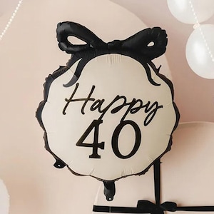 Palloncino per festa di compleanno 40°, palloncino in foil Happy 40, decorazione per festa 40°, palloncino bianco e nero per 40°, palloncino per festa 40°