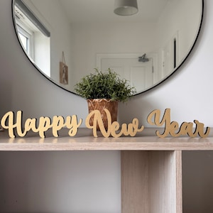 New Years Eve Freestanding Wooden Signs, Festive Home Decorations, Mantelpiece Christmas Decoration Sign, Choice of Colours Laser Cut