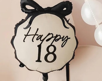 18th Birthday Party Balloon, Happy 18 Foil Balloon, 18th Party Decoration, Black And White 18th Balloon, Age 18 Party Balloon
