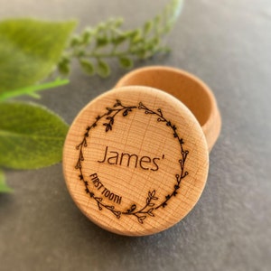 Personalised Tooth Fairy Box, Engraved Trinket Pot, Childrens Wooden Tooth Box Keepsake, Christening Gift, New Baby Wooden Keepsake Gift