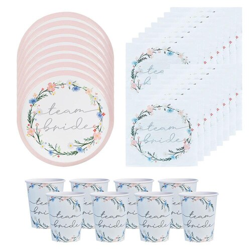 Boho Team Bride Hen Party Pack Cups Napkins Plates for 8 Etsy