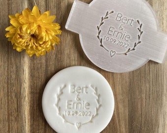 Custom Wedding Name And Date Fondant Embosser, Custom Cookie Biscuit Stamp, Icing Stencil, Cake Decorating, Cupcake Decoration