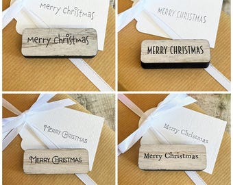Merry Christmas Ink Stamp, Wooden Handmade Holiday Craft Stamp For Cards, Gift Wrapping, DIY Christmas Projects,  Scrapbooking Rubber Stamp