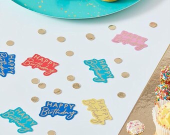 Birthday Table Confetti, Rainbow Happy Birthday Decorations, Birthday Confetti, Multicolour Table Confetti, Birthday Scatters 13g