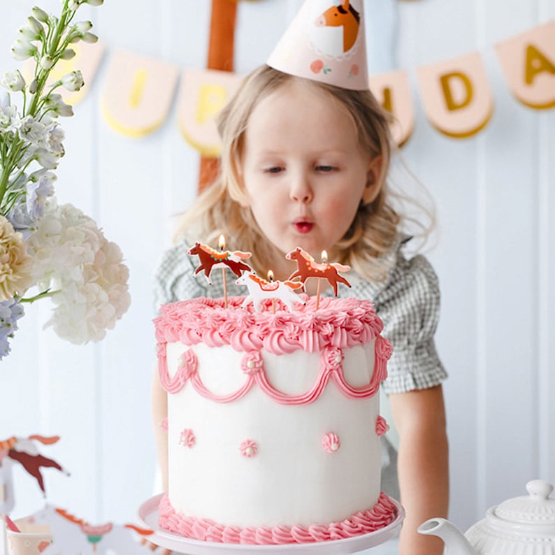 Pony Horse Birthday Partyware, Girls Birthday Party, Horse Plates Napkins Cups Balloons, Pony Party Horse Candles x3