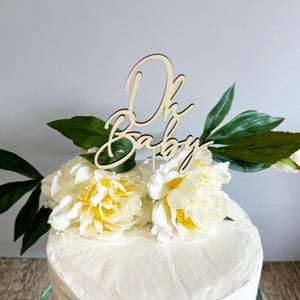 Wooden Oh Baby Cake Topper, Baby Shower Cake Decoration, Gender Reveal Party Cake, New Baby Party, Wood Topper