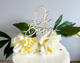 Wooden Oh Baby Cake Topper, Baby Shower Cake Decoration, Gender Reveal Party Cake, New Baby Party, Wood Topper