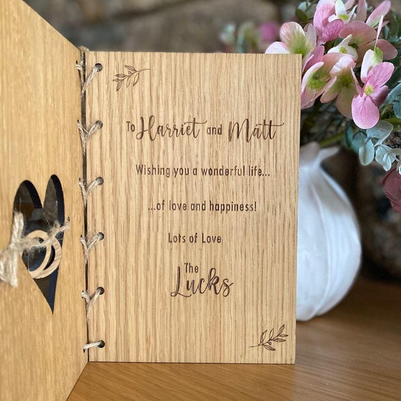 Personalised Wedding Card Oak Veneer, Wooden 5th Anniversary Keepsake - View #3