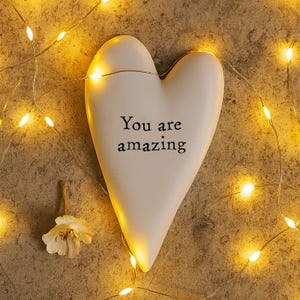 Piccolo cuore di porcellana con la scritta "Sei fantastico", buono regalo, regalo ricordo in porcellana, piccolo cuore, cuore ricordo