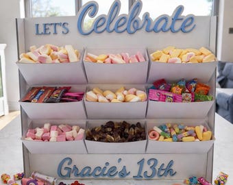 Wooden Sweet Bar Stand, Personalised Treat Wall, Pick n Mix Display, Birthday Party Table Centrepiece, Wedding Candy Bar Stand, Kids Party