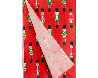 Red Nutcracker Christmas Wrapping Tissue Paper, Festive Gift Wrap, Christmas Gift Wrap Tissue, Traditional Christmas 4 Sheets