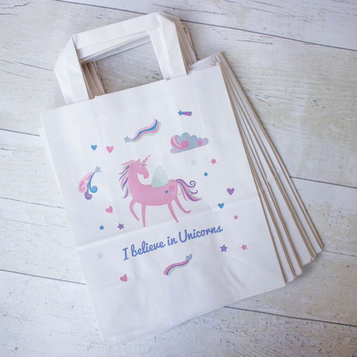 10 White Handled Unicorn Paper Bags Party Bags Gift Bags | Etsy