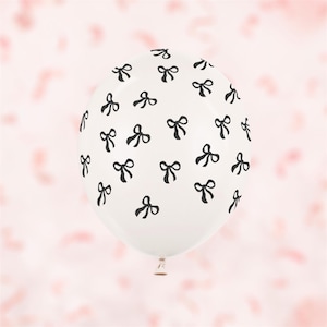 6 Decorative Balloons with Black Bows, Elegant Party Balloons for Weddings, Birthdays, Anniversaries, and All Celebrations