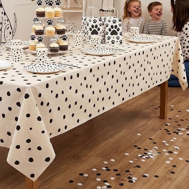 Happium Puppy Paws Party-Tischdecke – 120 X 180 Cm – Aus Kunststoff, Einweg – Schutz Vor Flecken – Für