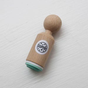 Mini timbro in gomma 'Super' – Piccolo timbro a inchiostro per biglietti, etichette regalo, scrapbooking e progetti creativi fai da te
