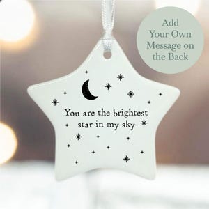Personalised Porcelain Hanging Star &#39;You Are The Brightest Star..&#39;, Porcelain Gift, Hanging Wall Decoration, Porcelain Heart Keepsake Gift