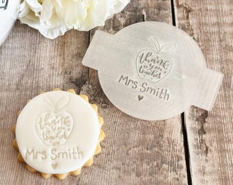 Personalised Teacher Appreciation Icing Fondant Embosser, Custom Thank You Stamp, Baking Gift, Teacher Gift, Classroom Decor, Baking Tool