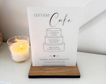 Personalised Wedding Cake Menu, Wedding Dessert Sign, Party Cake Flavours Sign, Classic A5 A4 Opaque Acrylic Sign, Custom Food Tier Menus