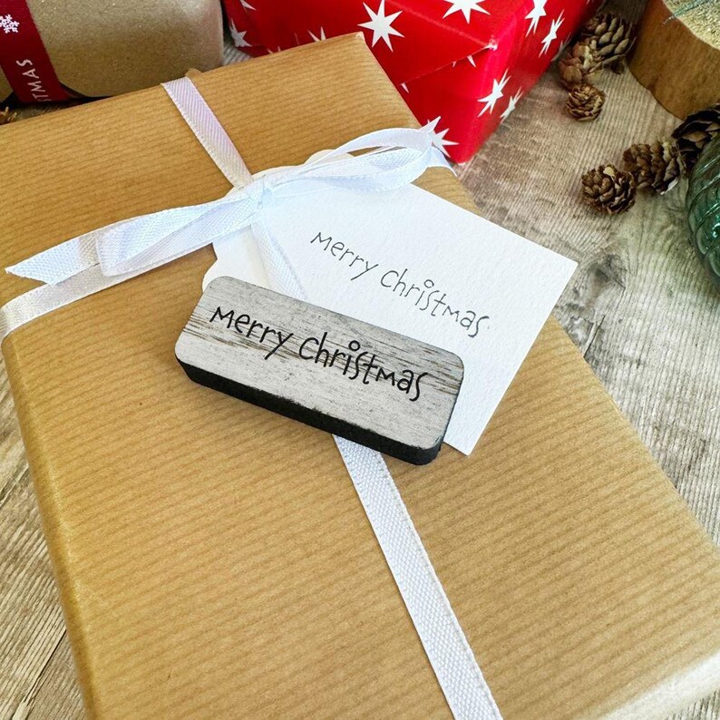 Christmas Wooden Rubber Stamp, Handmade Holiday Craft Stamp for Cards