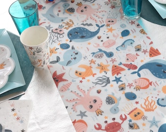 Under the Sea Table Runner, Mermaid Birthday Party Paper Table