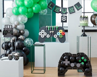 Gaming Geburtstag Partyware Dekoration, Videospiele Geburtstag Party Party, Gamer Party Servietten Teller Tassen DekorationEn Leckerli Ständer Ballons