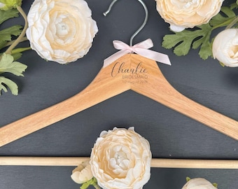 Wedding Dress Hangers, Wooden Bridal Hanger, Personalised Dress Hangers, Bridesmaid Gift, Gifts For Bride, Wedding Keepsake, Gifts For Her