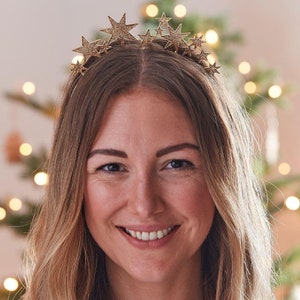 Hoofdband met gouden kerstster, feestelijke metalen hoofdband, hoofdband kantoorfeest, Secret Santa-cadeau, feesttiara