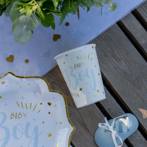 10 Blue Baby Shower 'Baby Boy' Cups, Baby Shower Paper Cups, Baby Shower Boy, Gender Reveal Partyware, Party Cups