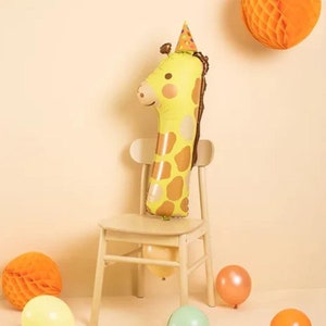 Giraffe Foil Balloon Number 1, Animal 1st Birthday Balloon Decoration, Animal Party Number Balloon, Giraffe Decorations