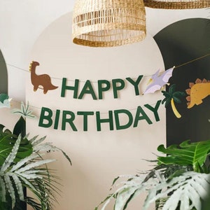 Dinosaur Happy Birthday Banner, Childrens Jurassic Party Decoration, Dinosaur Garland, Girls Boys Dinosaur Birthday Party 3m