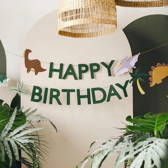 Striscione Di Buon Compleanno Con Dinosauri - Decorazione Per Feste A Tema, Per Bambini, Interno/Esterno - 4