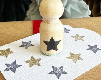 Mini sello de goma de estrella, sello de madera para tarjetas navideñas y álbumes de recortes