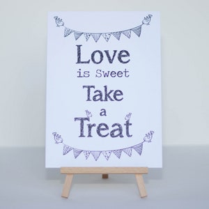 Love is Sweet Sign and Easel, Candy Sweet Bar Sign White Love Is Sweet Stand, Wedding Decorations, Wedding Signs, Shop Display Sign