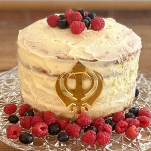 Khanda Sikhism Acrylic Cake Charm, Mirror Acrylic Cake Topper Decoration, Religious Cake Charm